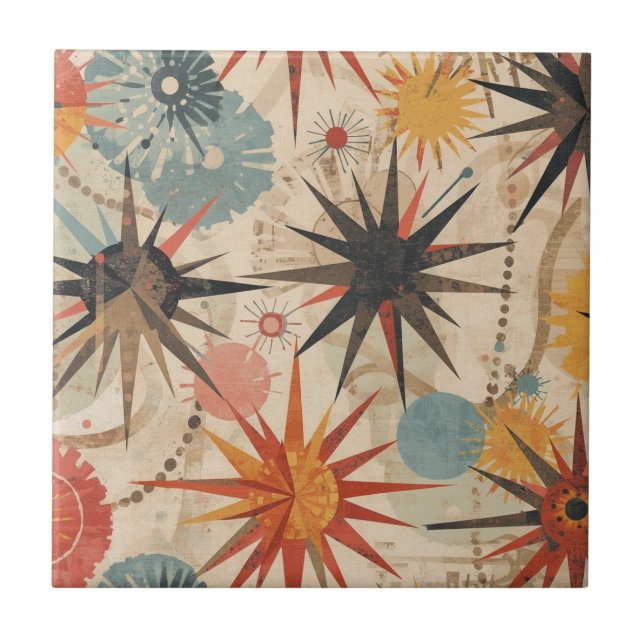 Atomic Starburst retro Mid Century Modern pastel (Frente)