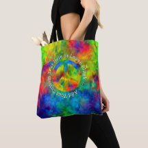 [Atomic Tie-Dye] Peace Symbol Custom Text Tote Bag