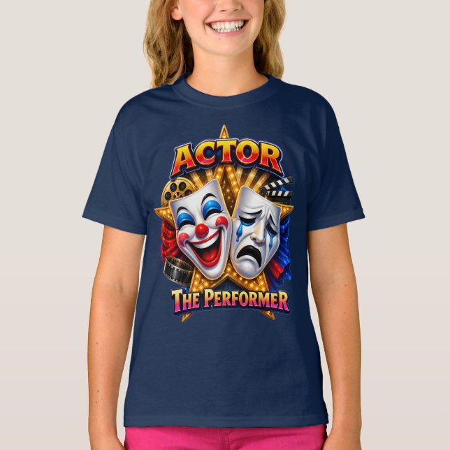 Ator - Camiseta Escura da Garota Performer (Frente)