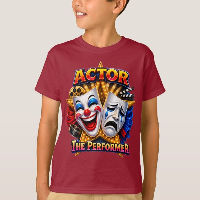 Ator - Camiseta preta para menino 'The Performer' (Frente)