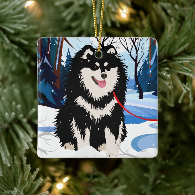ATRAVÉS DO RIO Finnish Lapphund Enfeite 2023 (Árvore)