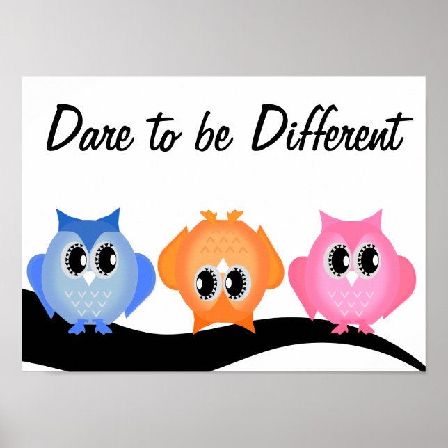 Atrevo-me a ser diferente de Neon Hoot Owl Poster (Frente)