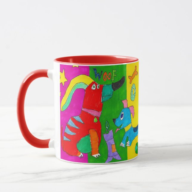 "Au! Au!" Caneca Colorida de Cachorro (Esquerda)