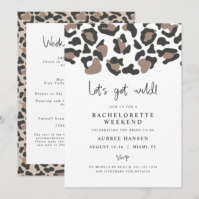 AUBREE Leopard Imprima a Bachelorette Selvagem Iti (Frente/Verso)