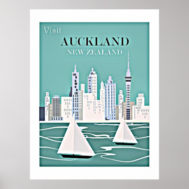 Auckland, poster de viagens da Nova Zelândia (Frente)