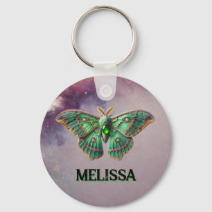 August Birthstone Chaveiro - Peridot Moth Design