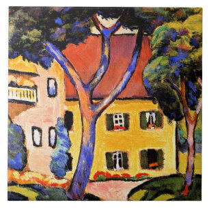 August Macke art, House in a Landscape