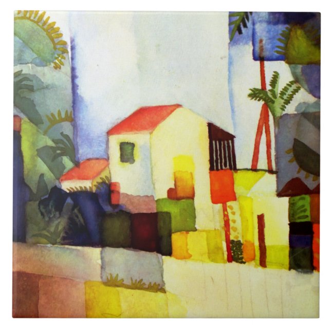 August Macke Bright House - Pintura Por Aquarela (Frente)