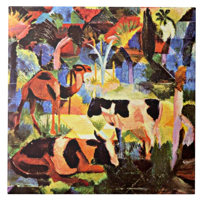 August Macke - Paisagem com Vacas e Camelo (Frente)