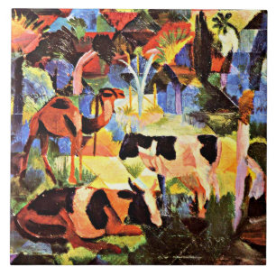 August Macke - Paisagem com Vacas e um Camelo
