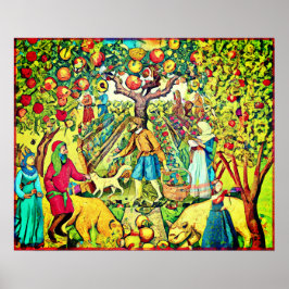 August Naive Folk Art Summer Celebration Poster