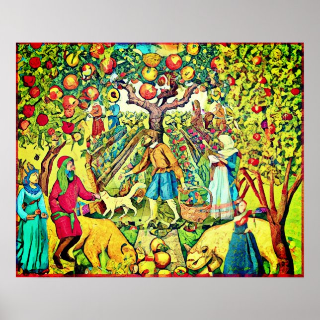August Naive Folk Art Summer Celebration Poster (Frente)