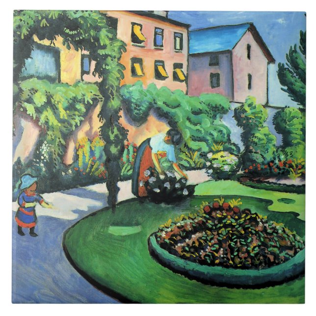 Auguste Macke - Imagem do Jardim, pintura popular, (Frente)
