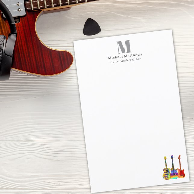 Aulas de Música Professor de Guitarra Negócios Per (Guitar teacher music business custom stationary )