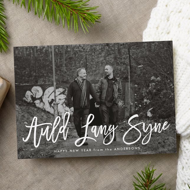 Auld Lang Syne Script | Cartão com fotos de Ano No (Criador carregado)