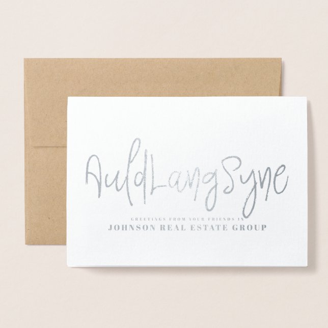Auld Lang Syne Typografia | Cartões de natal (Frente com envelope)