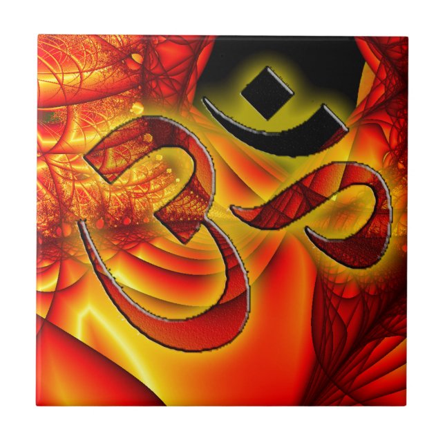 Aum OM no Fractal vermelho e amarelo (Frente)