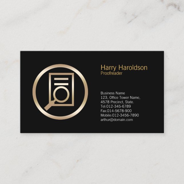 Aumentando o Cartão de negócios do revisor de docu (Frente)