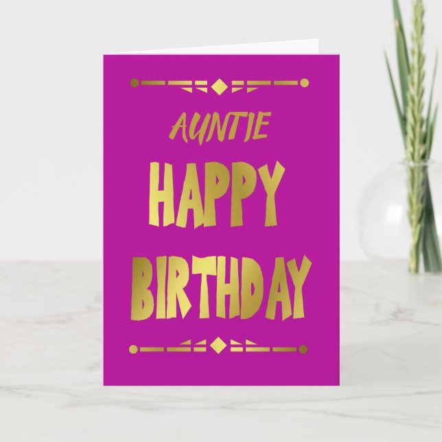 Auntie Happy Birthday - Cartão de Tipografia Doura (Frente)