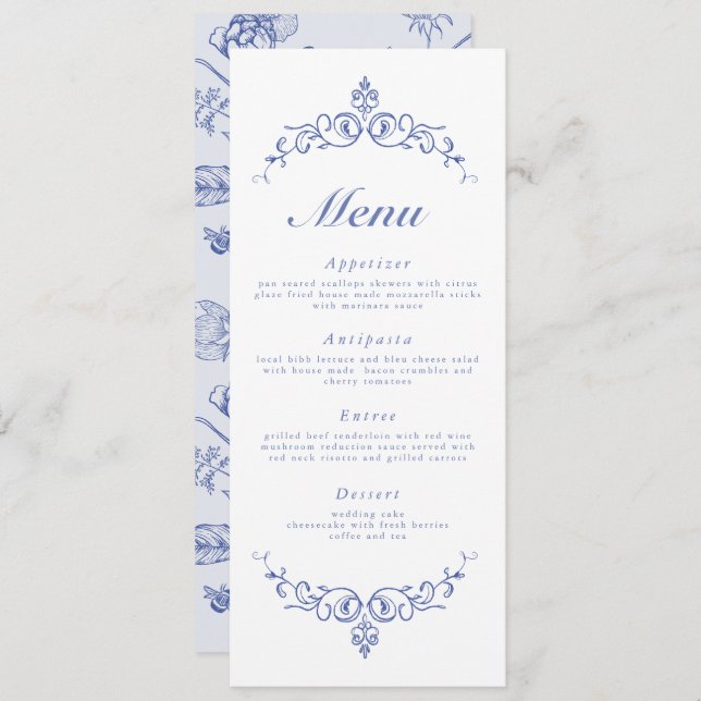 AURELIA Chinoiserie Francês Cartões de Menus Vitor (Frente/Verso)