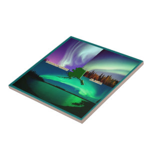 Aurora boreal da colagem de Alaska