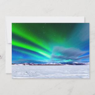 Aurora borealis sobre o lago Laberge congelado, Yu