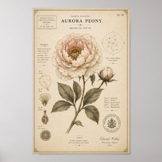 Aurora Peony Impressão do Museu Botânico Vitoriano