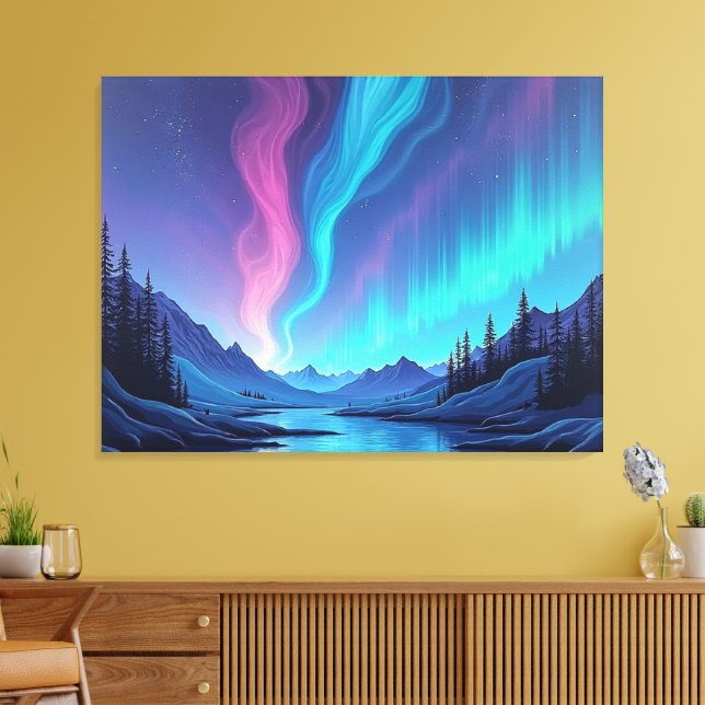 Aurora Tide – Premium 40"x32" Fluid Art Canvas (Insitu(Sala de estar))