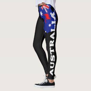 Aussie Austrália Flag Leggings for Women & Girls