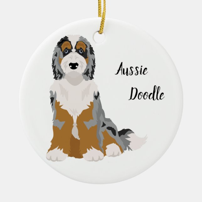 Aussie Poodle mix, Aussiedoodle Enfeites de natal (Frente)