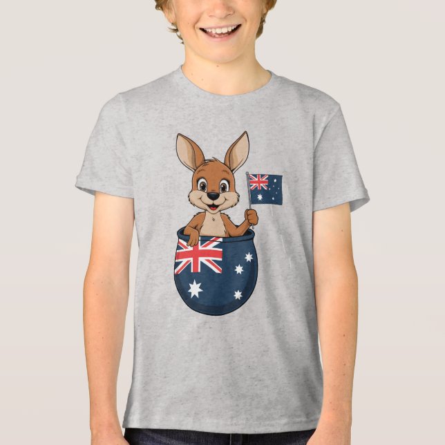Aussie Spirit - Kangaroo com bandeira australiana (Frente)