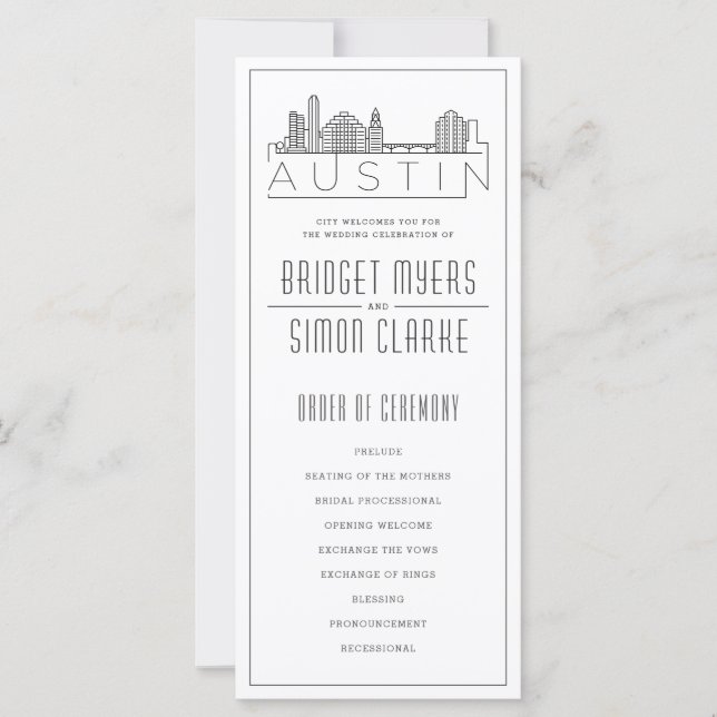 Austin City Stylized Skyline | Programa Casamento (Frente)