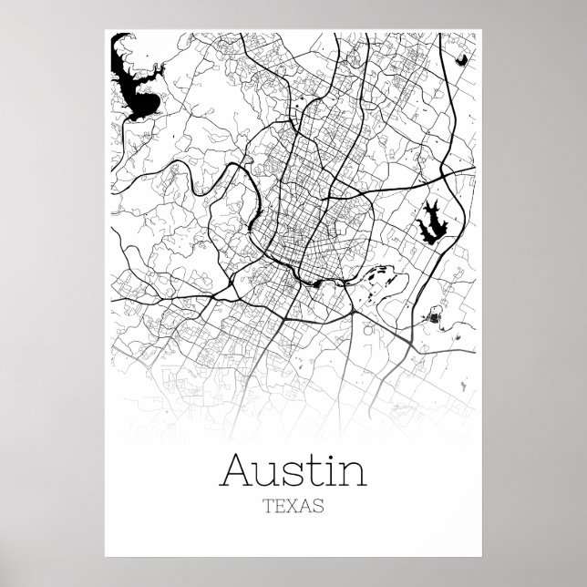 Austin Map - Texas - Poster do mapa da cidade (Frente)