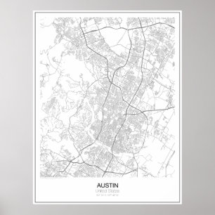 Austin, poster minimalista do mapa dos Estados