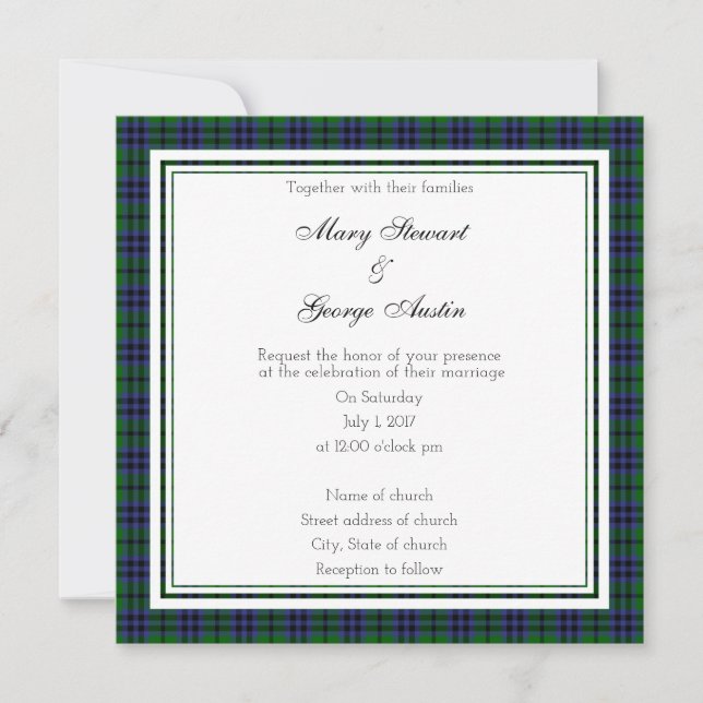 Austin Scottish Wedding Square Convite (Frente)