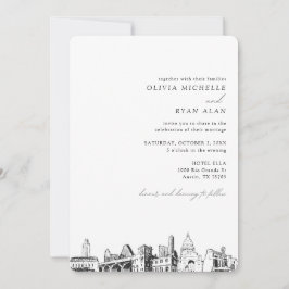 Austin Skyline Destino Convite para Casamento