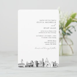 Austin Skyline Destino Convite para Casamento