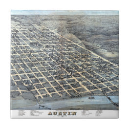 Austin, Texas Antique Aerial City Map de 1873