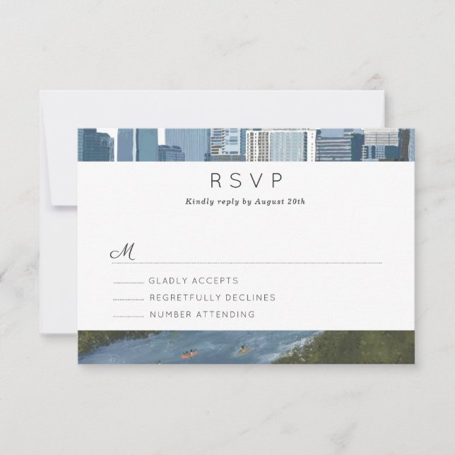 Austin Texas Skyline Wedding RSVP (Frente)