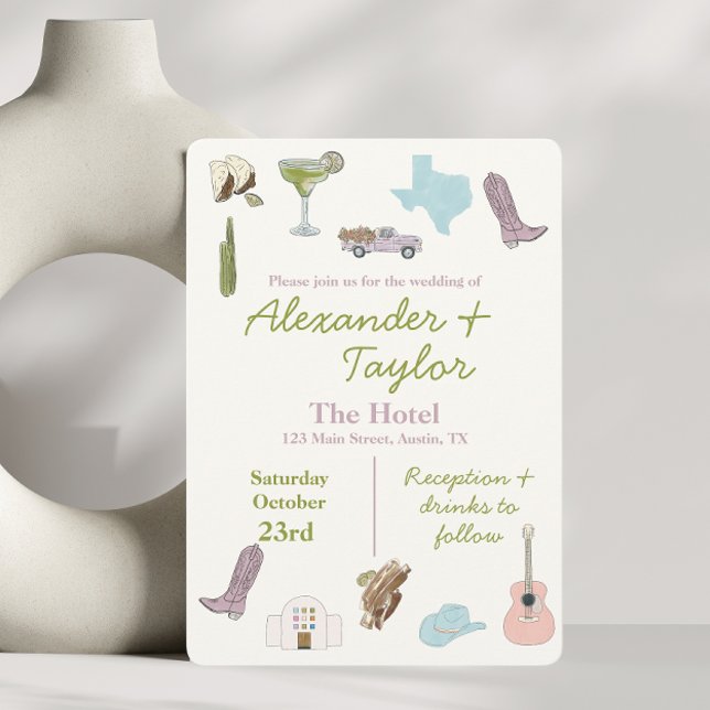 Austin, TX Convites para Casamento (Criador carregado)
