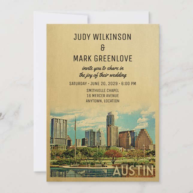 Austin Wedding Convite Texas (Frente)