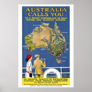 Austrália Chama Você Poster vintage 1924