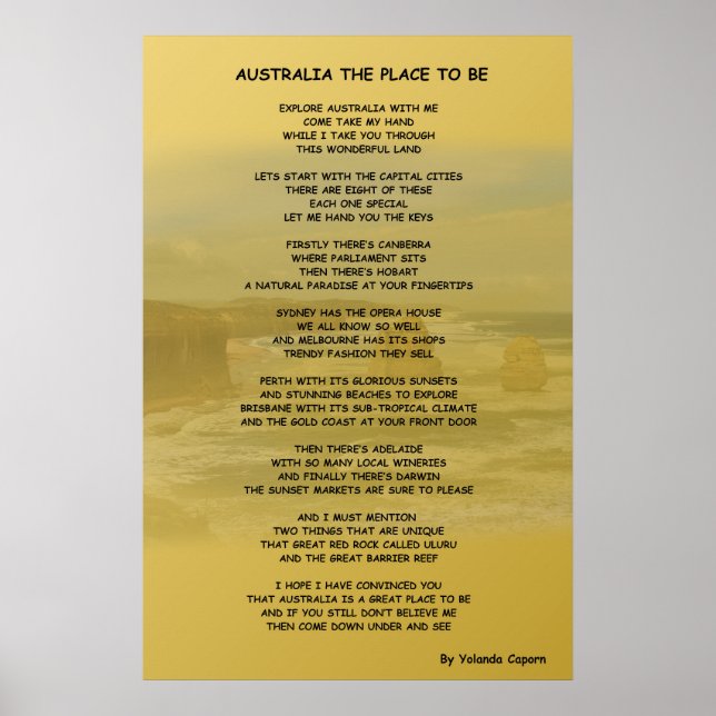Austrália, o lugar a ser Poster (Frente)