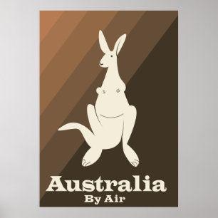 Austrália Por Air Kangaroo poster de viagens.