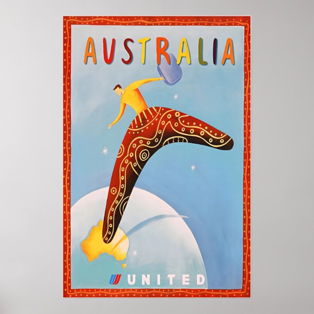Australia Print Travel Poster Australian Art (Frente)