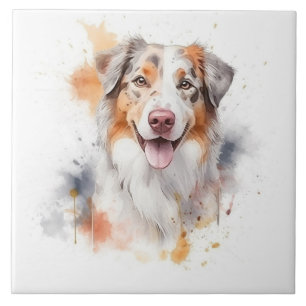Australian Shepherd Watercolor Dog