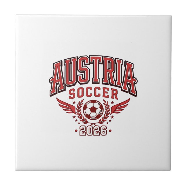 Áustria Futebol 2026 Futebol Negrito País Tipograf (Frente)