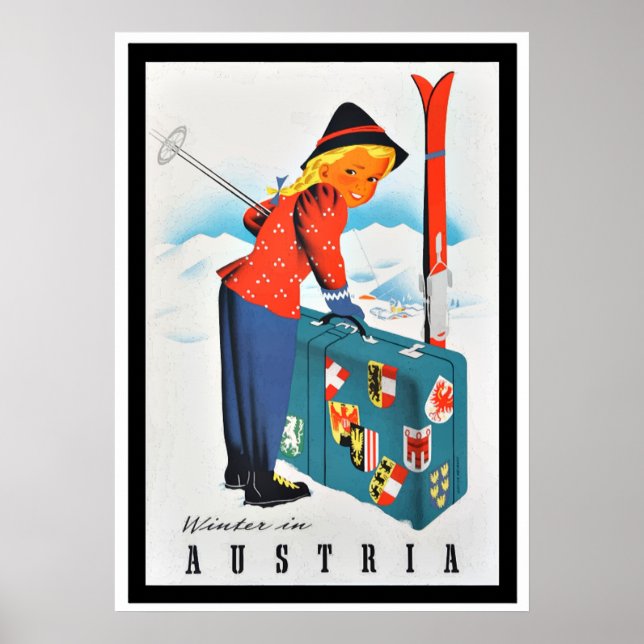 Áustria, poster de viagens vintage (Frente)