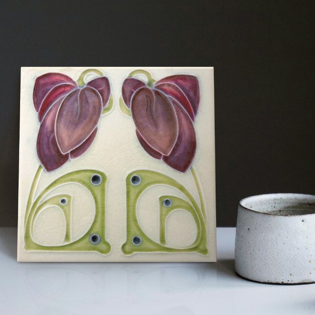 Autêntico Art Nouveau John Barratt Majolica Floral (Criador carregado)