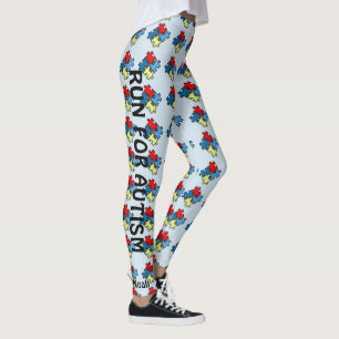 Autismo executando leggings Quebra-cabeça Blue Pa